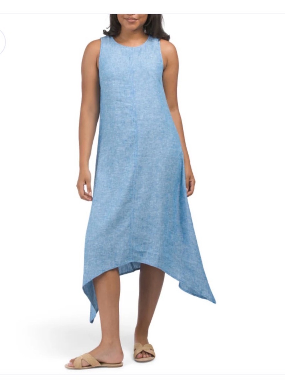 Anne Klein Chambray Blue Handkerchief Hem Dress